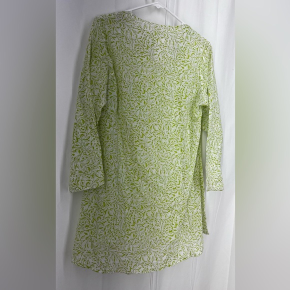 Kilol Tunic Top Hand Block Prints India Cotton 3/4 Sleeves Womens Lime Freeze - Picture 3 of 8